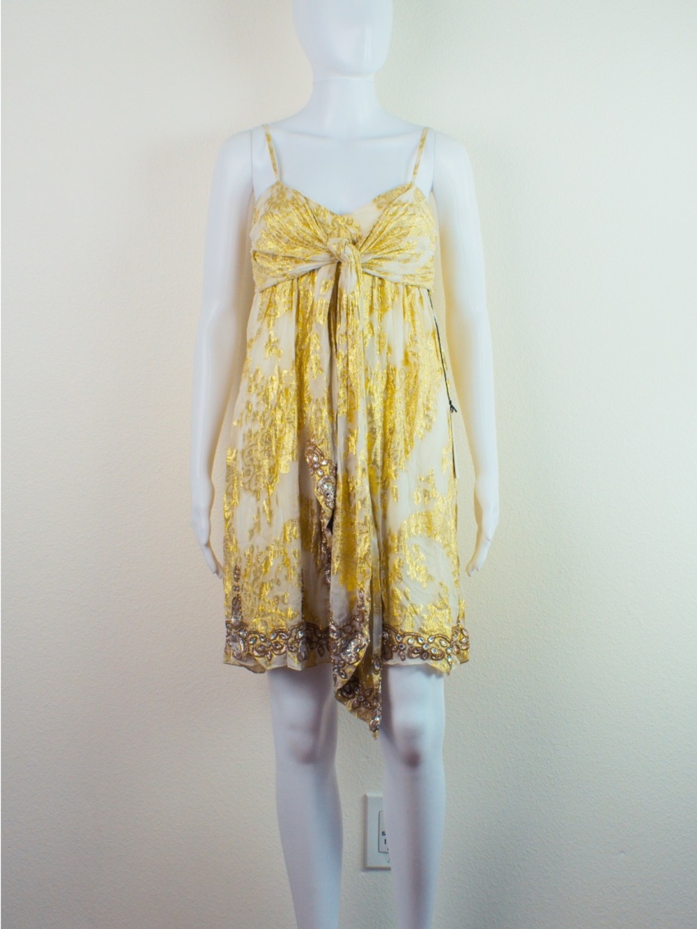 Gold Hawk RARE Vintage Y2K Metallic Babydoll Dress